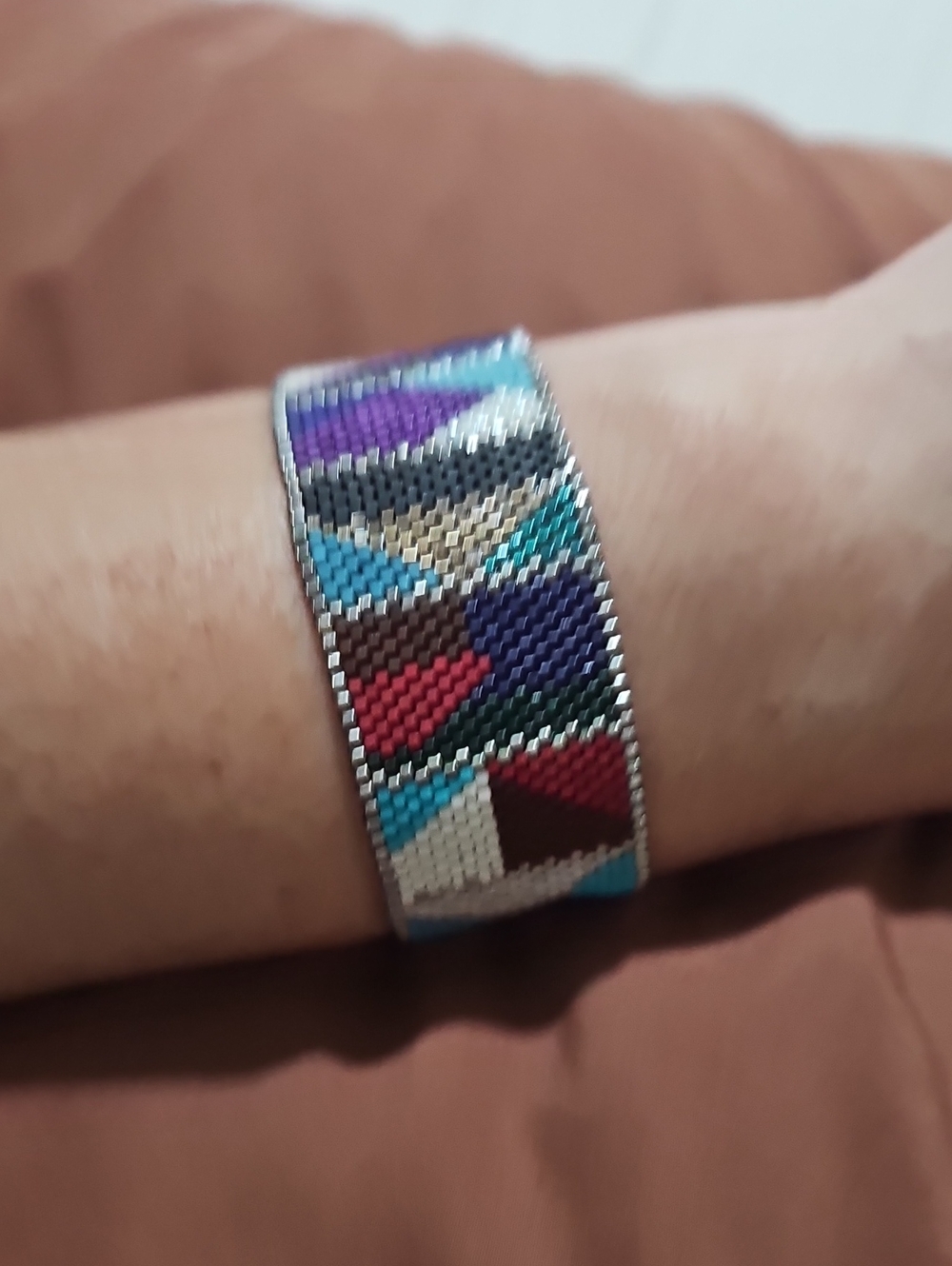 Handmade Geometric Bead Bracelet in Multicolor